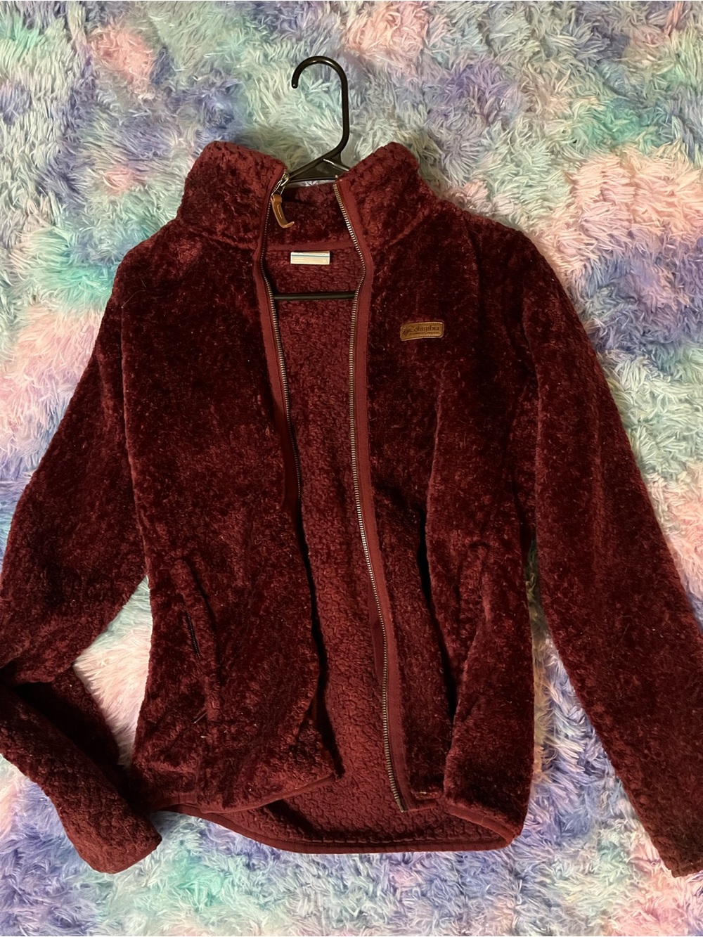 Columbia Plush Zip-Up Jacket - Burgundy